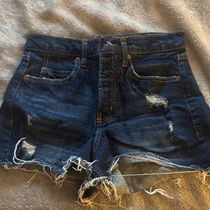 Old Navy Dark Blue High-Waist Distressed Denim Shorts